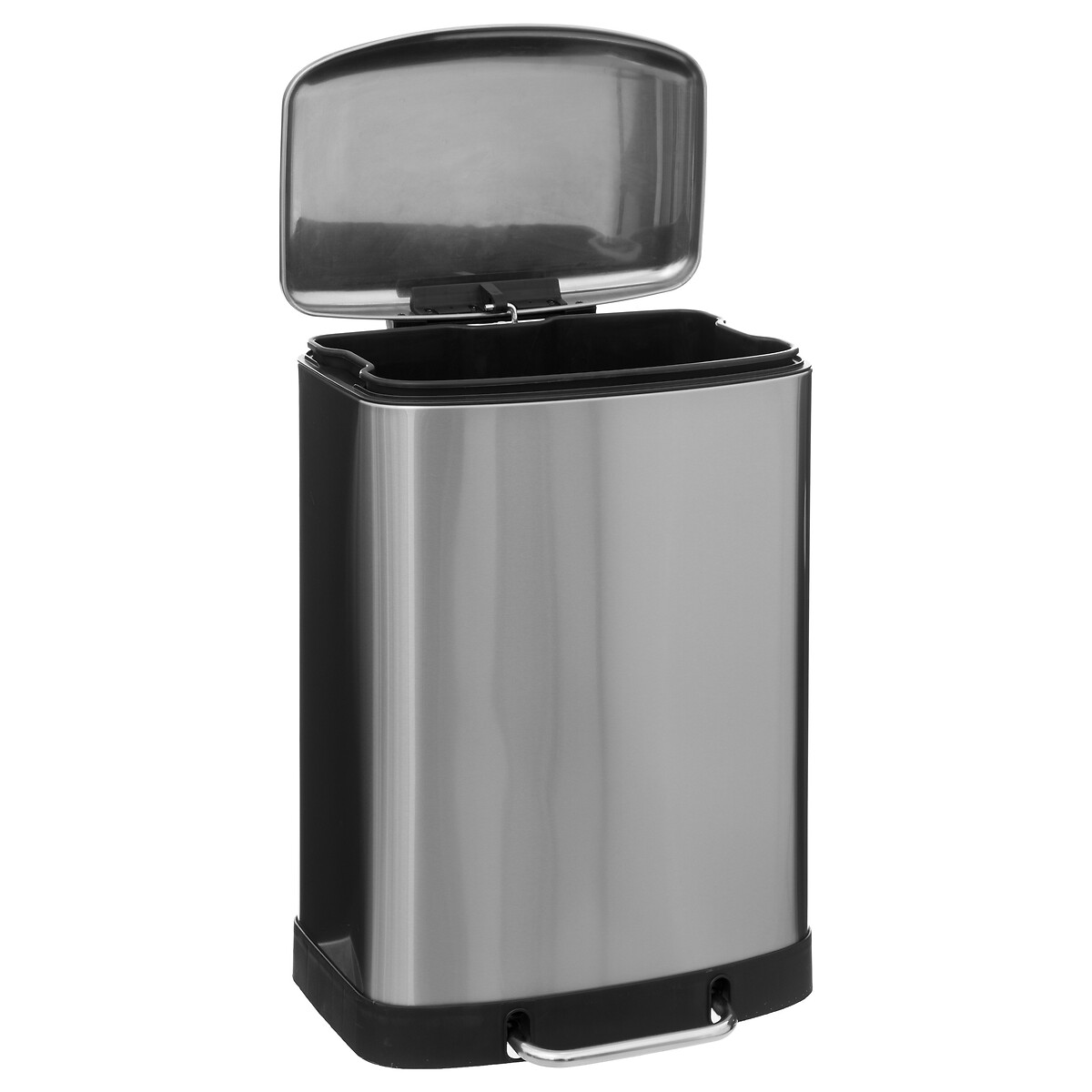 Poubelle rectangulaire à pédale métal 50l, inox