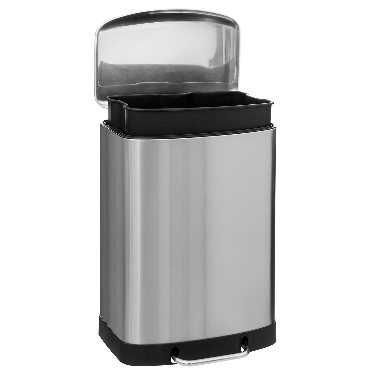 Poubelle rectangulaire à pédale métal 50l, inox