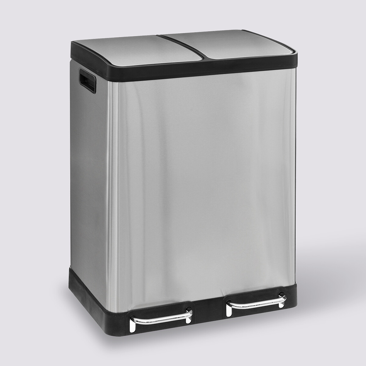 Poubelle de tri sélectif à pédales métal 2x30l, inox