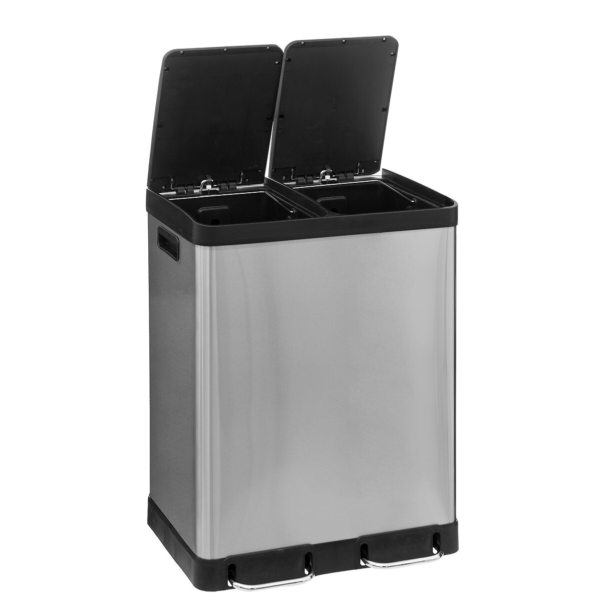 Poubelle de tri sélectif à pédales métal 2x30l, inox