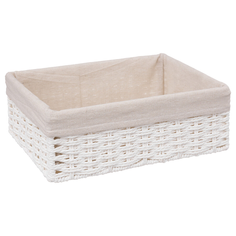 2 paniers de rangement, blanc Vannerie