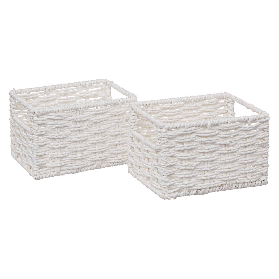 4 paniers de rangement, blanc Vannerie