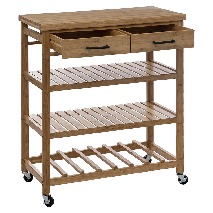 Desserte grand modèle 2 tiroirs, bambou Blackbamboo