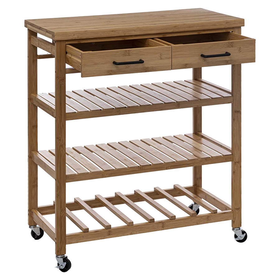 Desserte grand modèle 2 tiroirs, bambou Blackbamboo