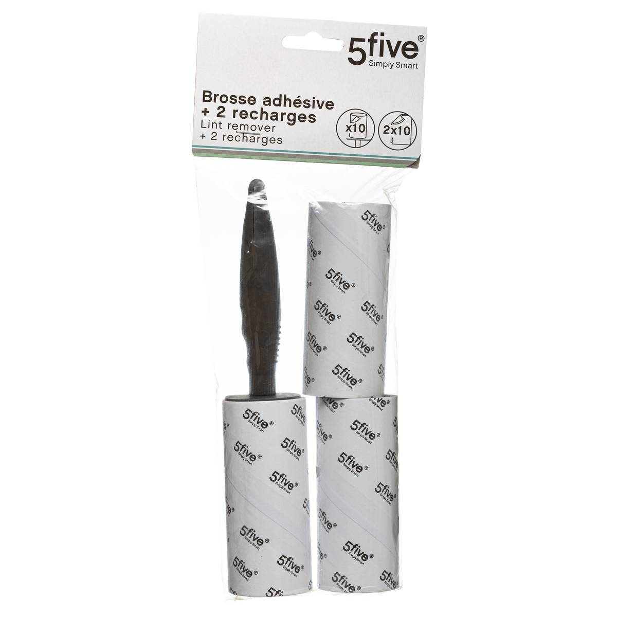 Brosse à vêtements 2 recharges, gris 