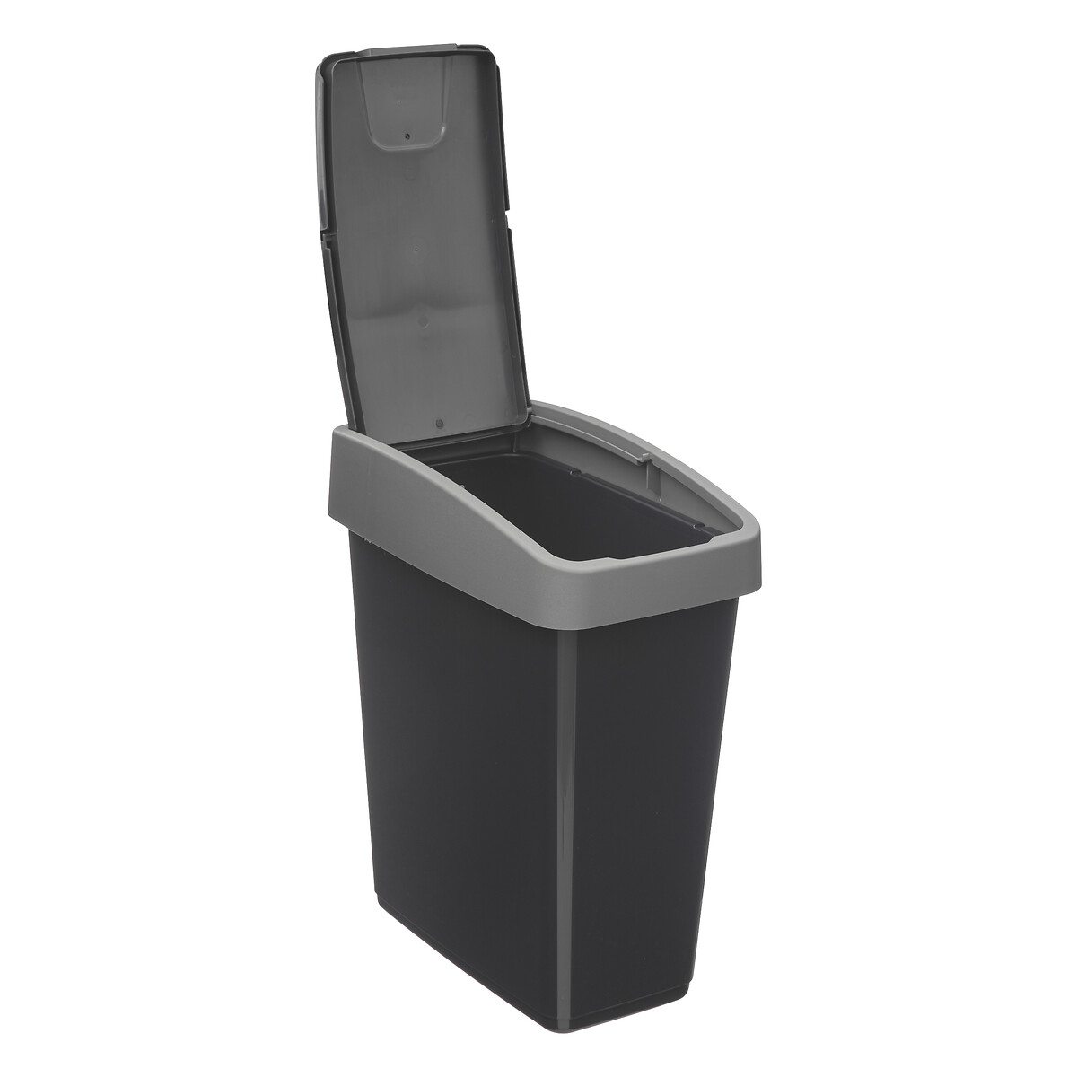 Poubelle rectangulaire à 2 ouvertures plastique 45l, gris