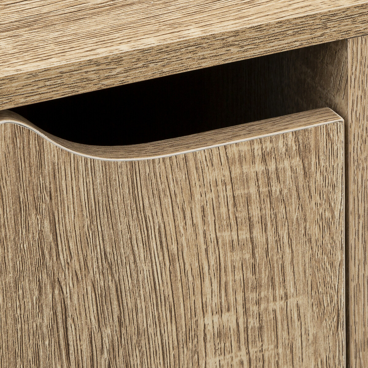 Étagère 4 cases porte, effet bois naturel Ceda