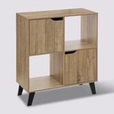 Étagère 4 cases porte, effet bois naturel Ceda