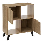 Étagère 4 cases porte, effet bois naturel Ceda