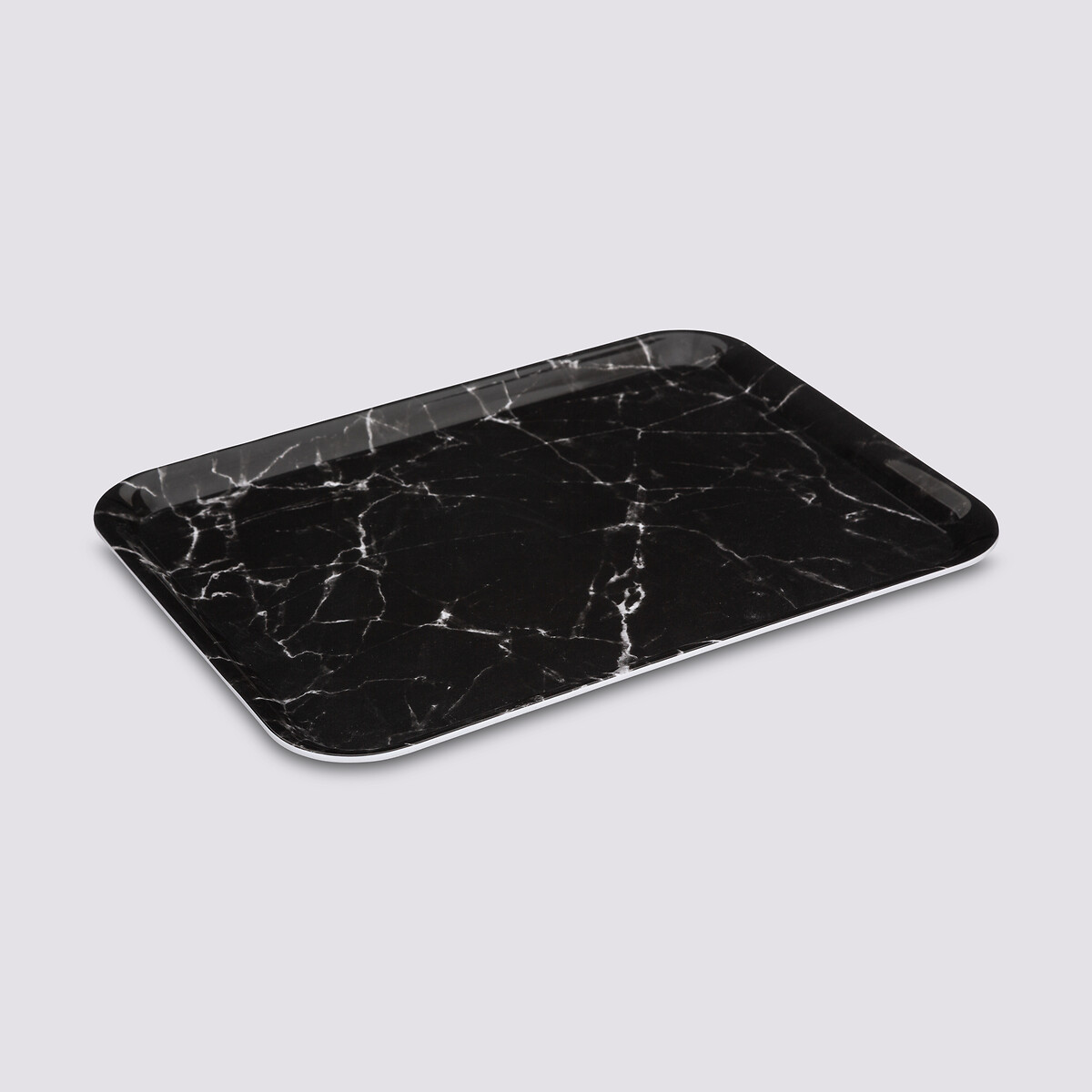 Plateau rectangulaire 33x43cm, effet marbre noir 
