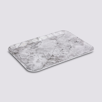 Plateau rectangulaire 33x43cm, effet marbre blanc 