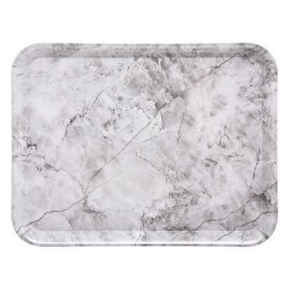 Plateau rectangulaire 33x43cm, effet marbre blanc 