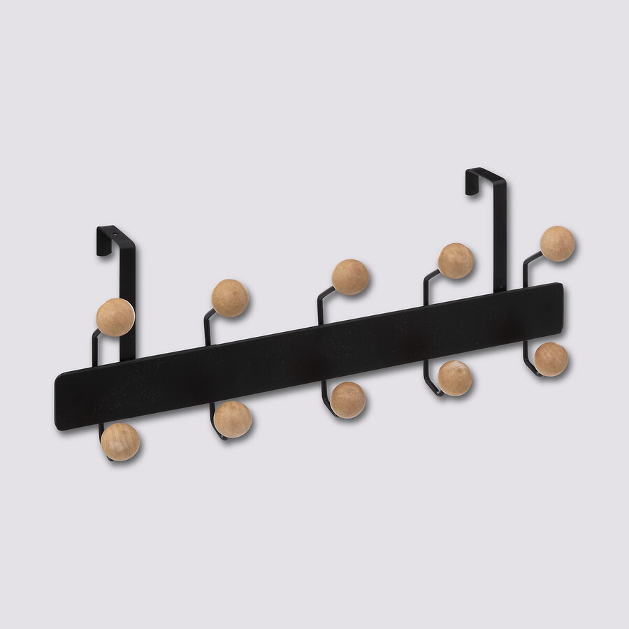 Patère 10 têtes bois cerisier, noir Blackwood
