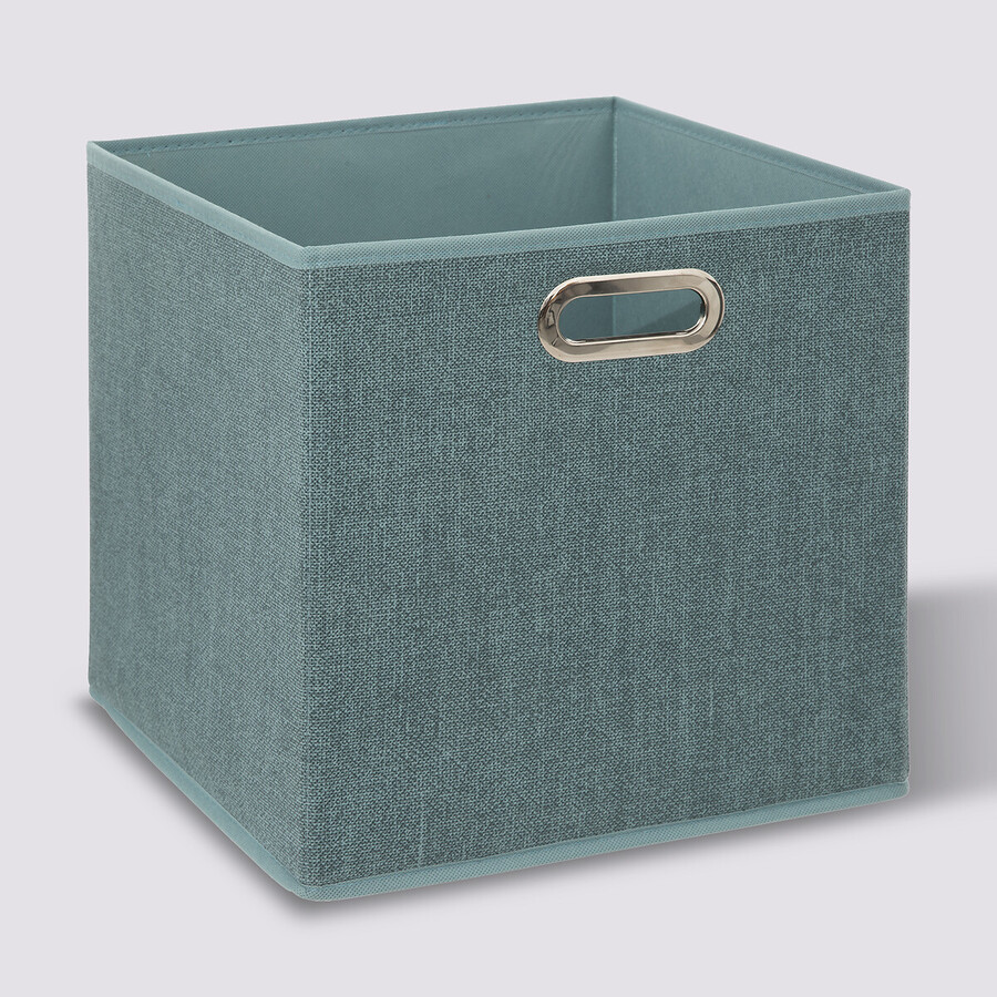 Panier tissu 31x31 cm, bleu pétrole chiné Mix'n modul