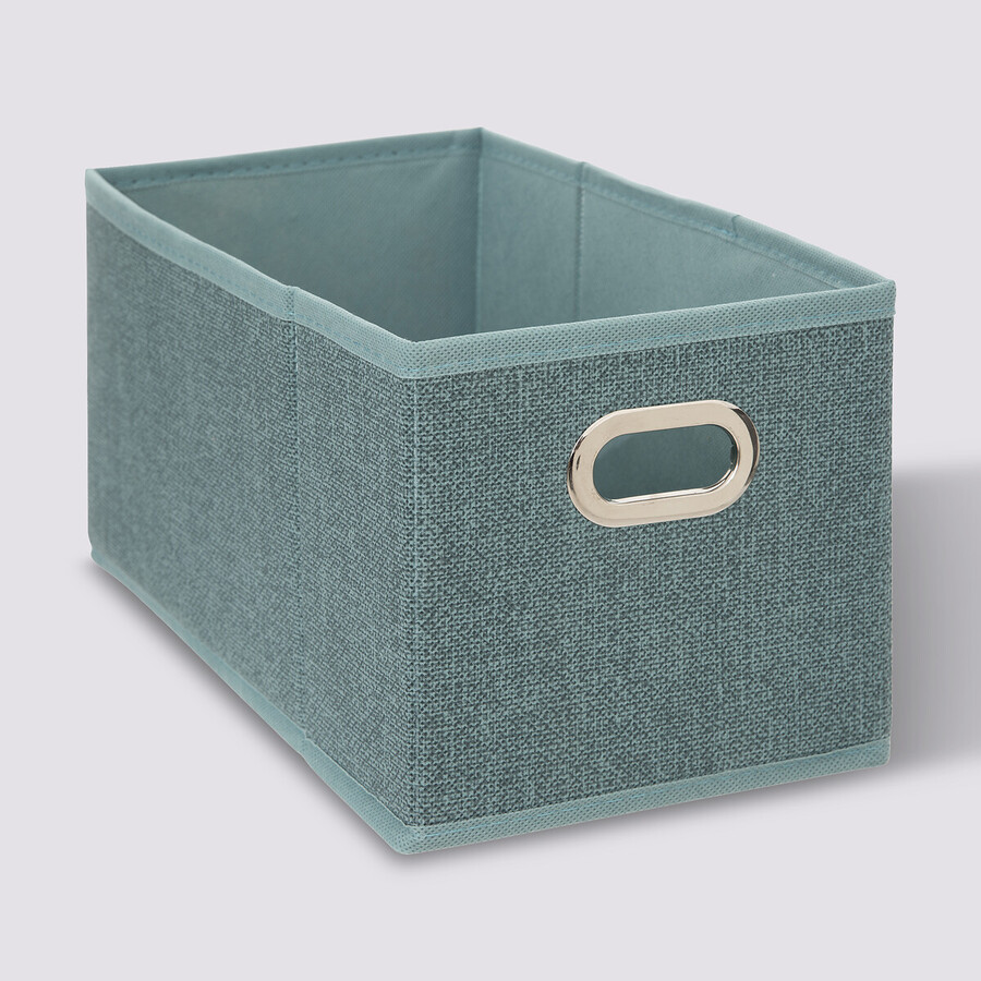 Panier tissu 15x31 cm, bleu pétrole chiné Mix'n modul