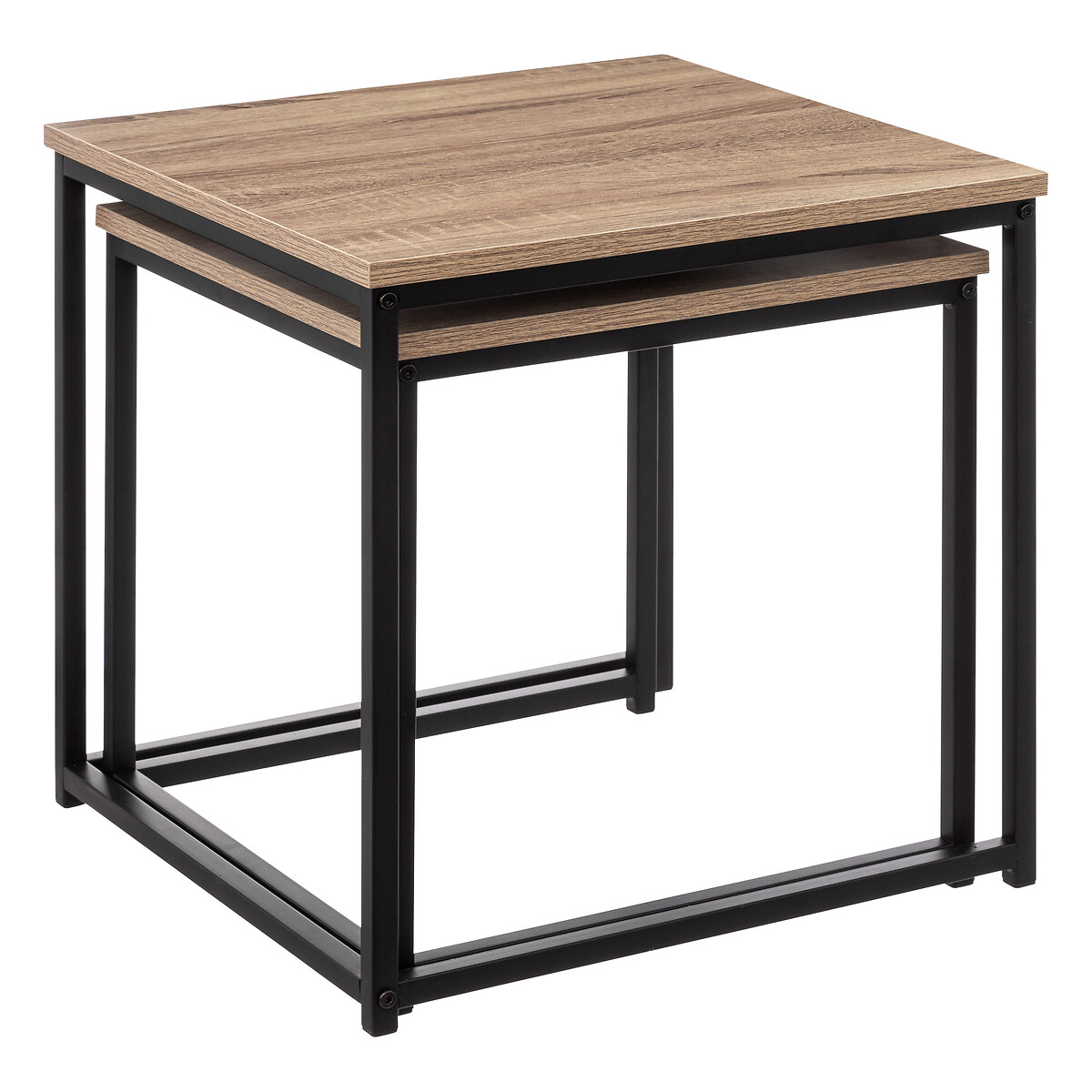 2 tables gigognes, effet chêne naturel