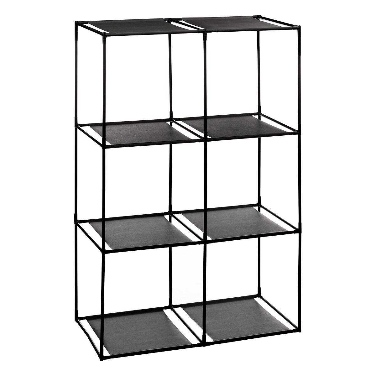 Etagère 6 cases avec 6 boîtes de rangement, noir Mix'n modul