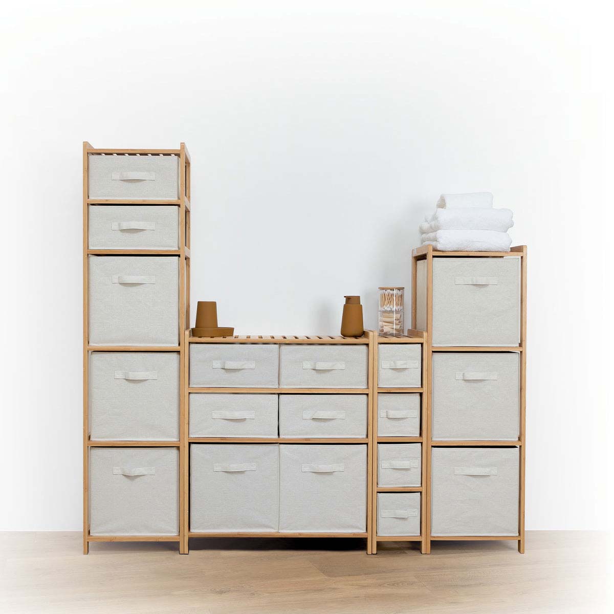 Étagère Tidy Box 5five Avec 3 Paniers En Bambou Marron - Rangement Pratique
