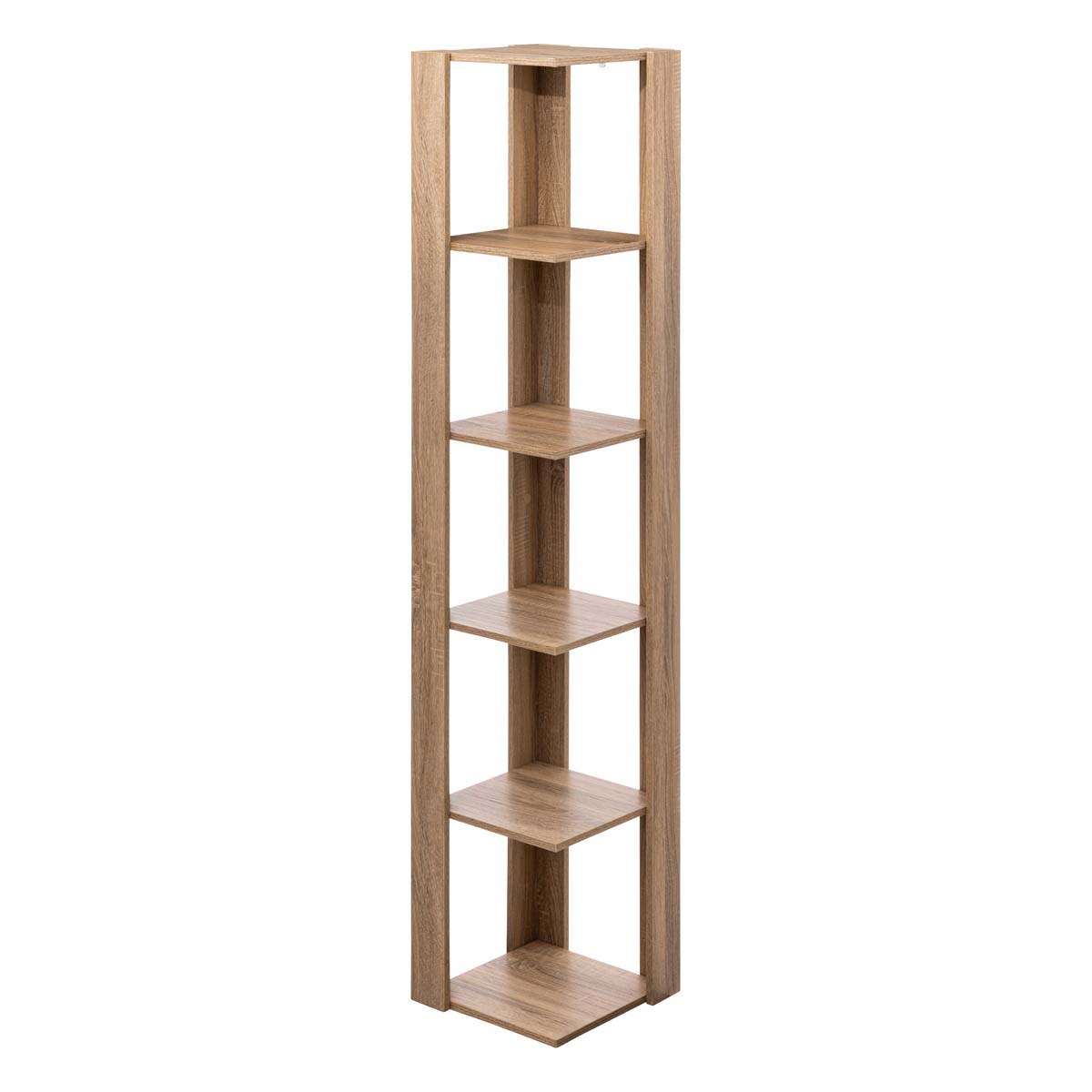 Étagère colonne d'angle, effet chêne naturel
