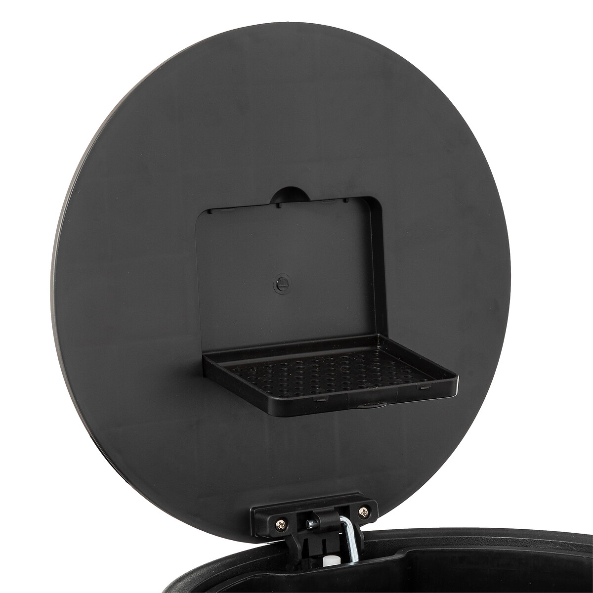 Poubelle ronde à pédale métal 30l, inox noir Delta