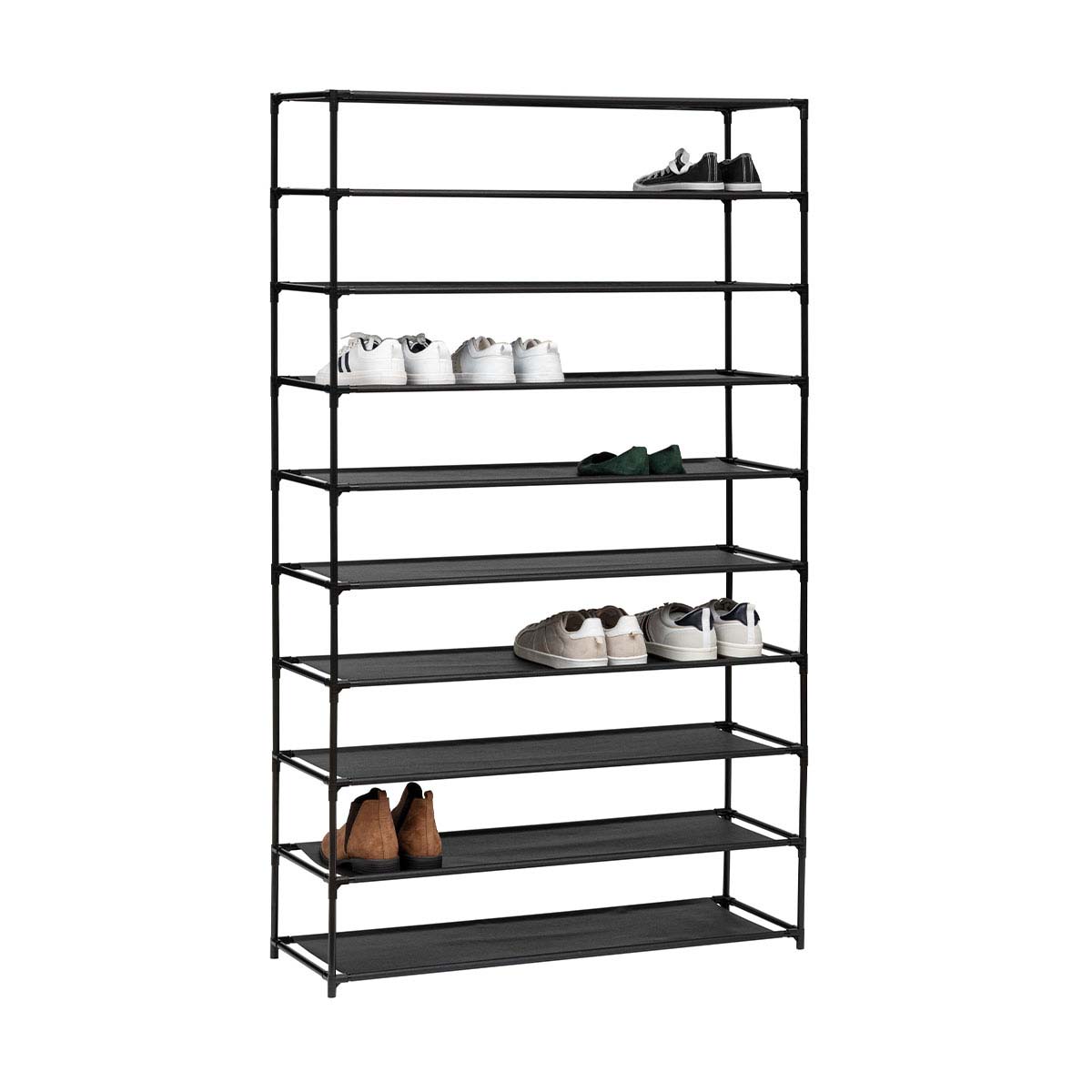 Range-chaussures 10 niveaux, tissu noir 