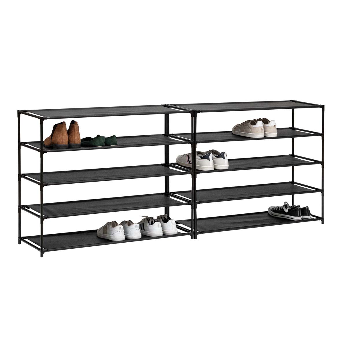 Range-chaussures 10 niveaux, tissu noir 
