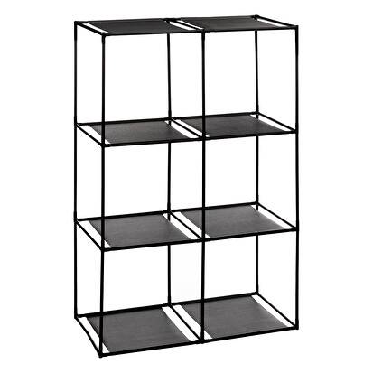 Etagère 6 cases avec 6 boîtes de rangement, noir Mix'n modul