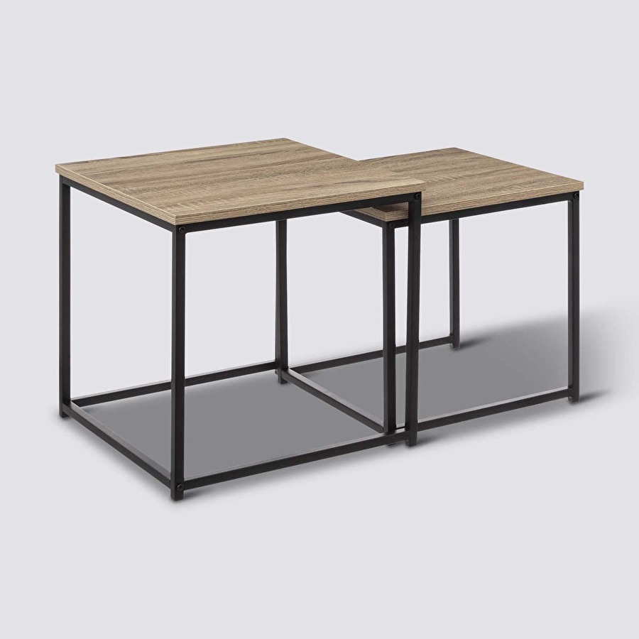 Table de chevet effet bois clair et blanche 2 tiroirs NUEVA