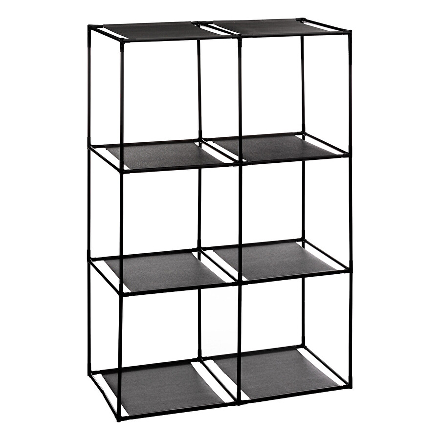Etagère 6 cases avec 6 boîtes de rangement, noir Mix'n modul