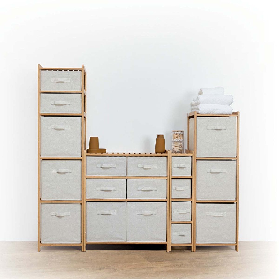 Étagère avec 5 paniers, bambou Tidy box