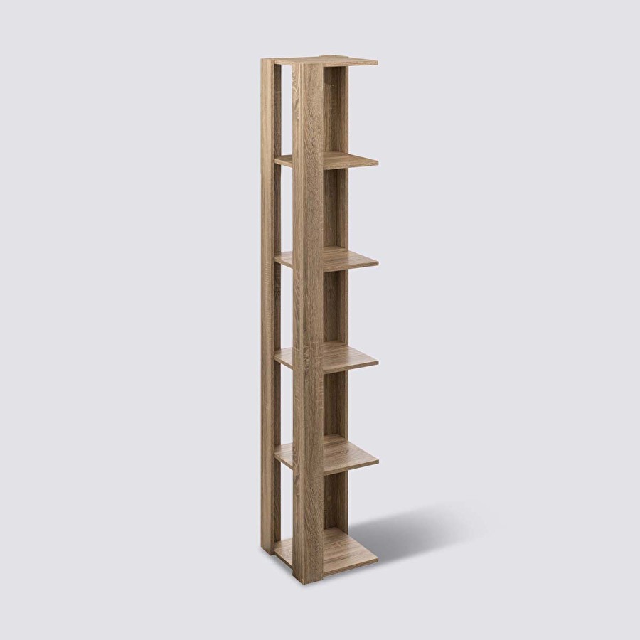 Étagère colonne d'angle, effet chêne naturel