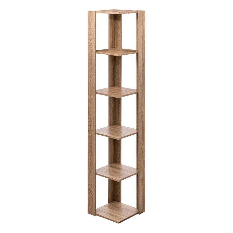 Étagère colonne d'angle, effet chêne naturel