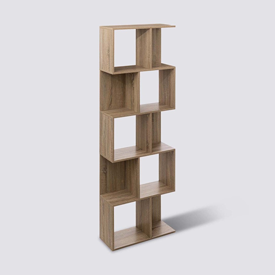 Étagère colonne double, effet chêne naturel