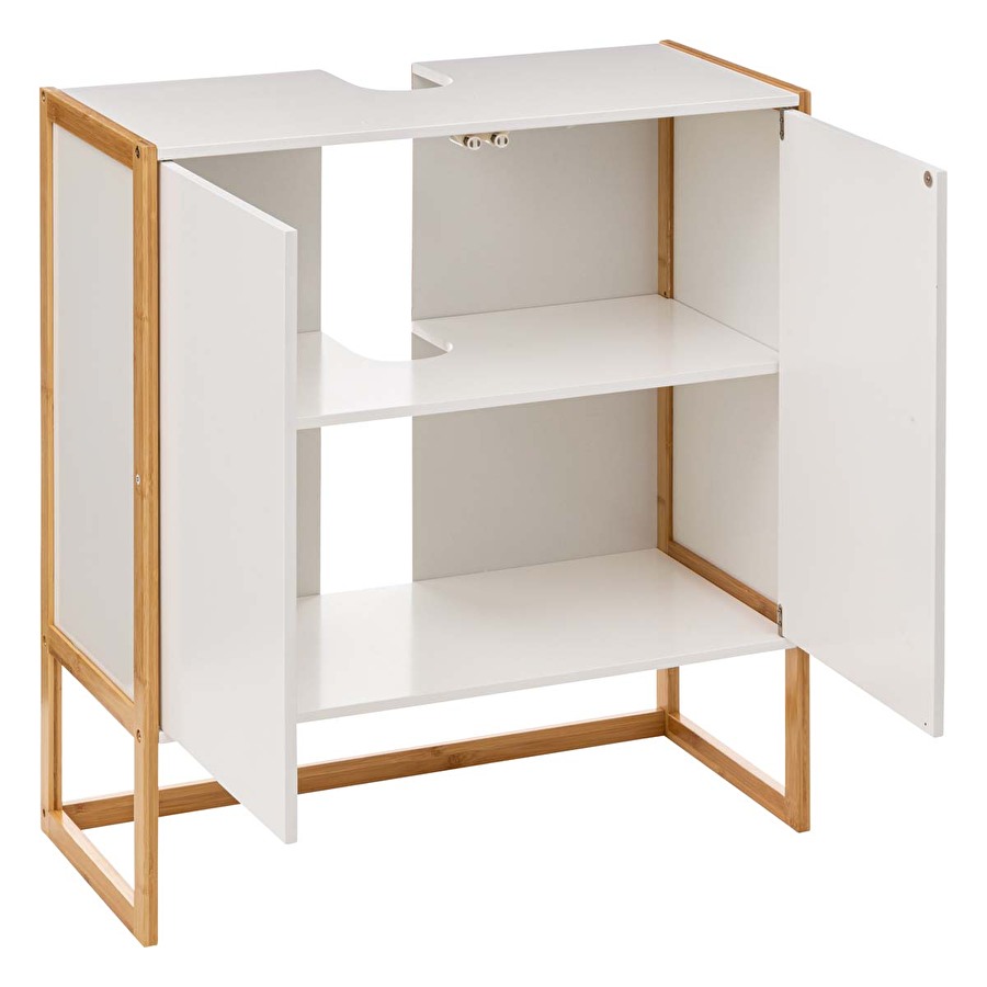 Meuble vasque 2 portes, blanc Naturéo