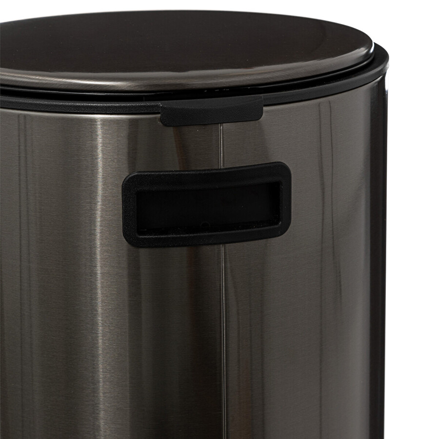 Poubelle ronde à pédale métal 30l, inox noir Delta