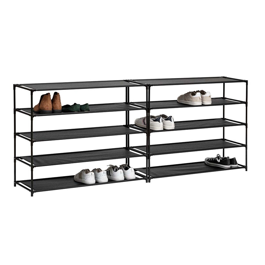 Range-chaussures 10 niveaux, tissu noir 