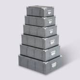 6 boîtes coin métal, gris Box'