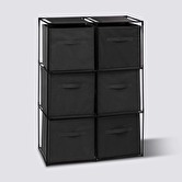 Etagère 6 cases avec 6 boîtes de rangement, noir Mix'n modul