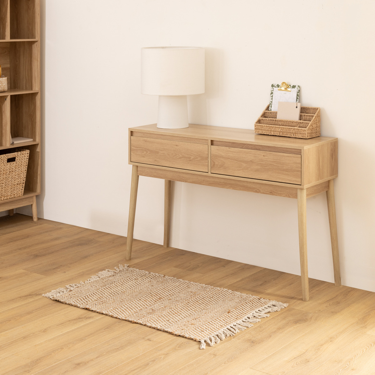 Meuble TV Abana 5five - 2 Placards Effet Chêne Naturel, Meuble Télé Élégant Et Pratique Pour Salon