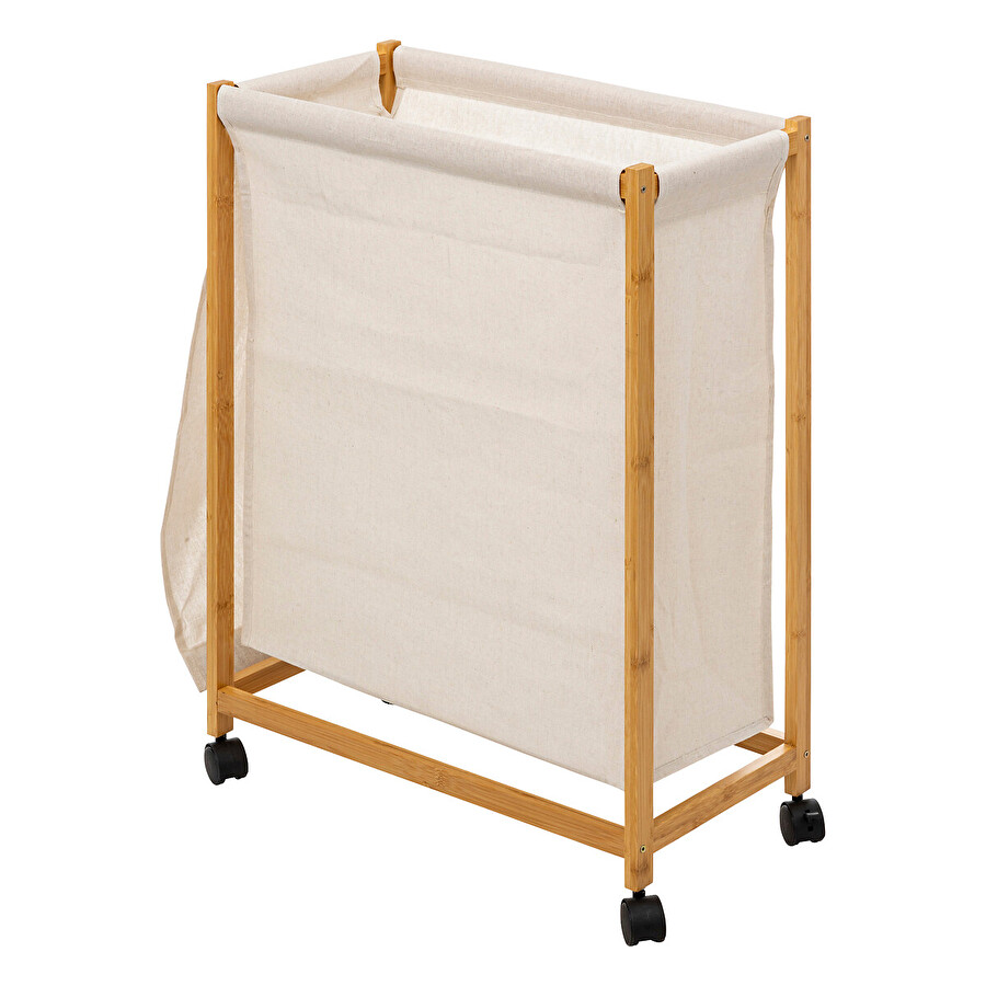 Panier à linge roulette 52l, beige