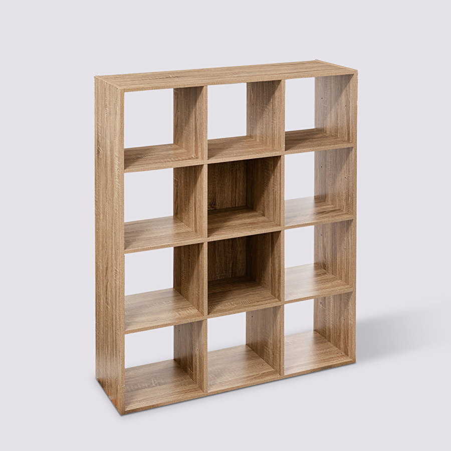 Étagère 12 cases, effet chêne naturel Mix'n modul