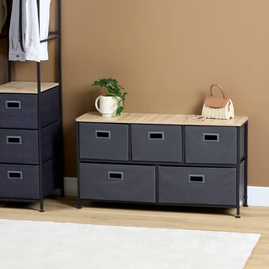 Commode basse 5 tiroirs Tissa