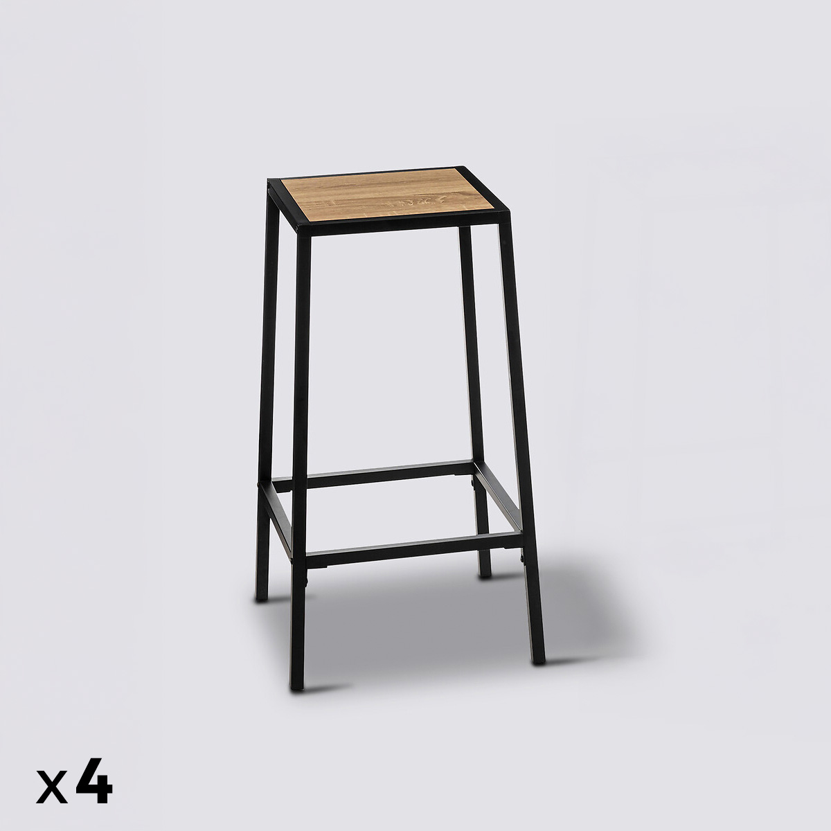 Lot de 4 tabourets bar, effet chêne naturel Aliaj