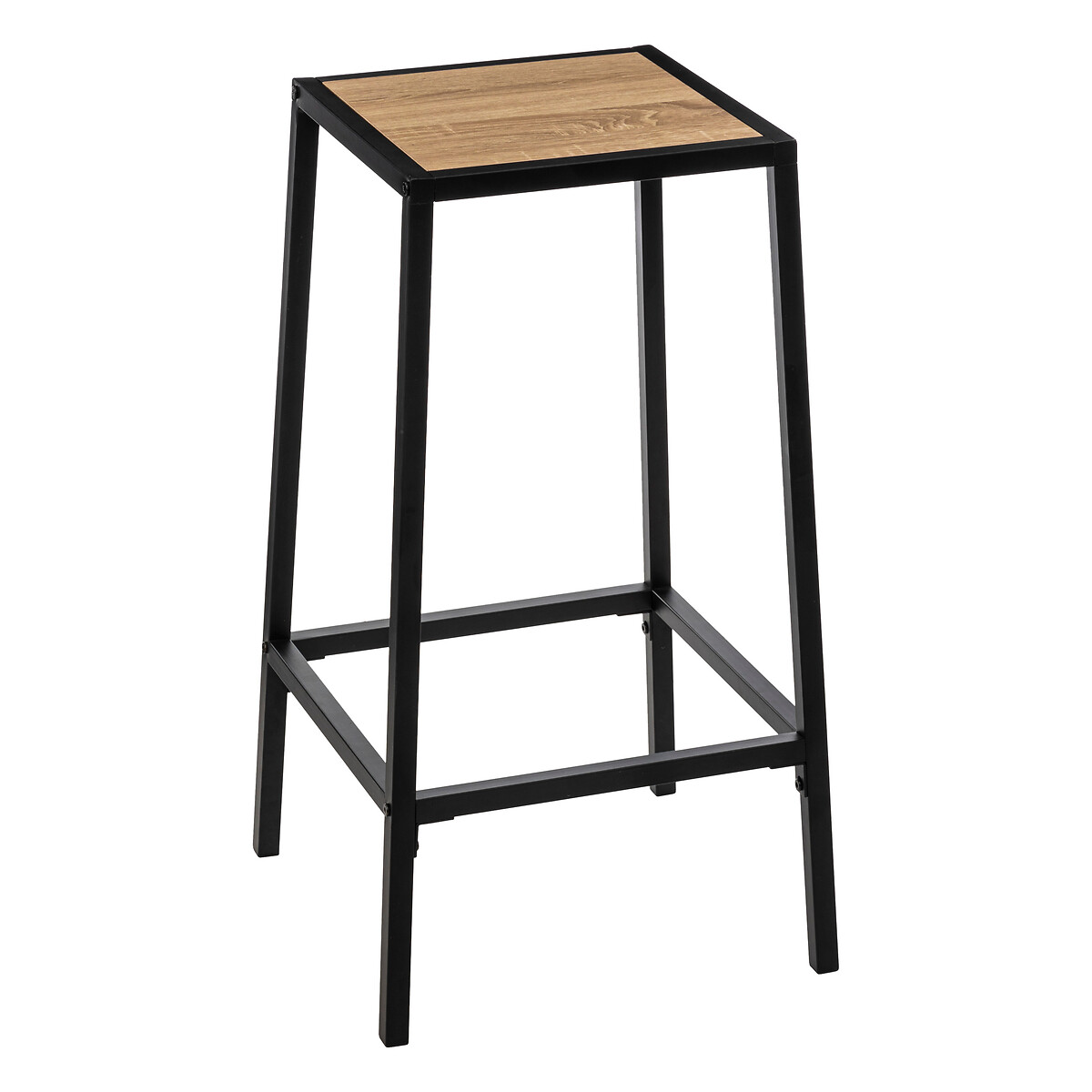 Table de bar et 4 tabourets, effet chêne naturel Aliaj