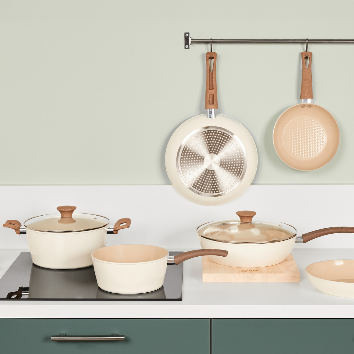 Crépière aluminium forgé beige, 26cm Harmony