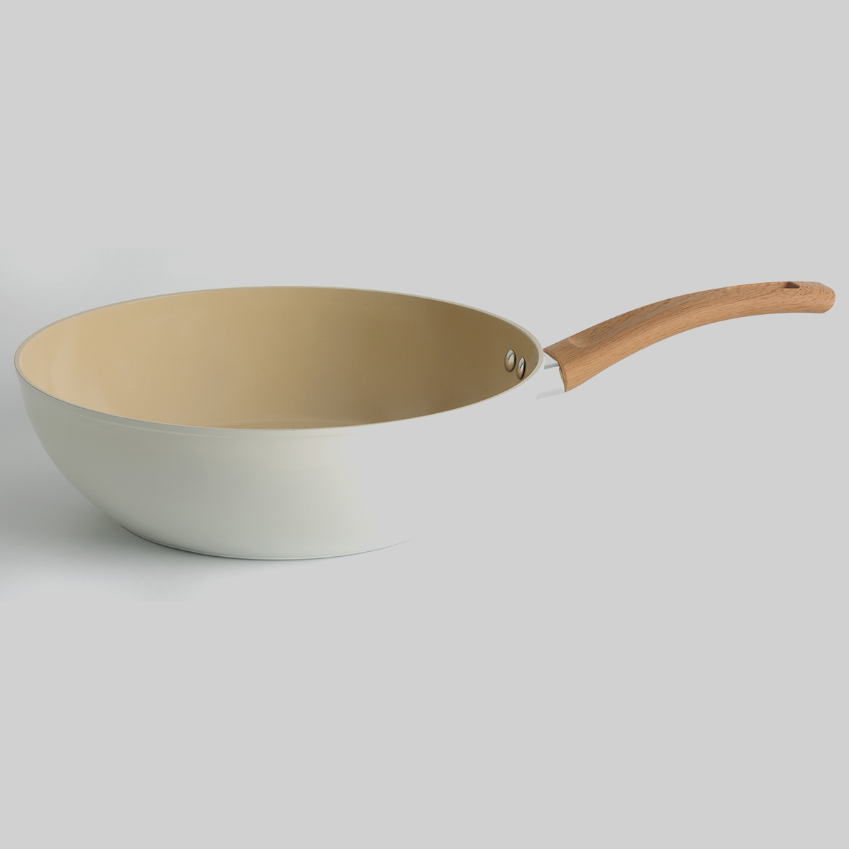 Wok aluminium forgé beige, 28cm