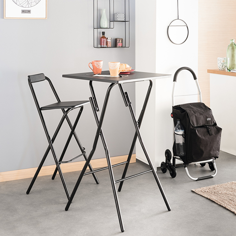 Table de bar et 2 chaises pliantes 