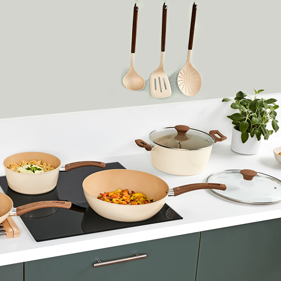 Casserole aluminium forgé beige, 20cm Harmony
