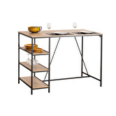 Table de bar et 2 tabourets, effet chêne naturel Aliaj