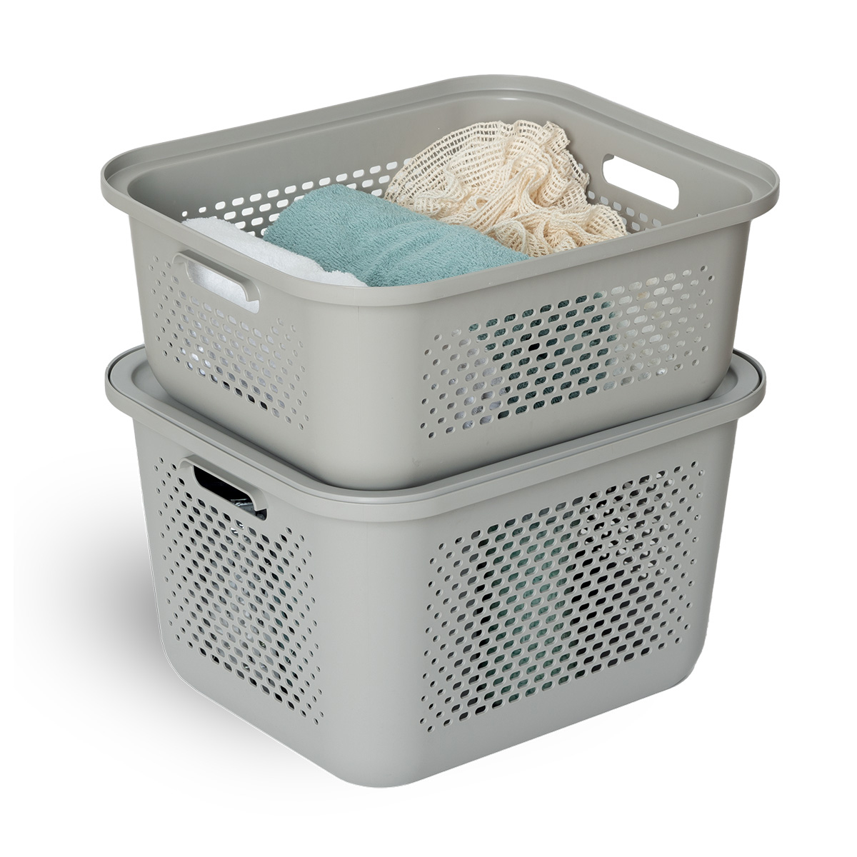 Panier avec couvercle 19,6l, lin